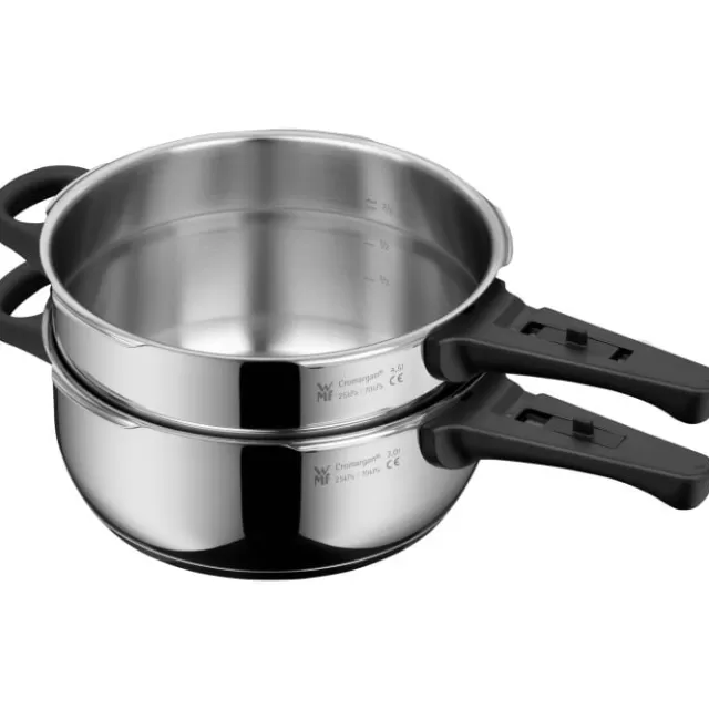 Perfect One Pot Schnellkochtopf-Set mit Dampfgareinsatz, 22 cm, 4,5 und 3,0 Liter, stapelbar | WMF Outlet