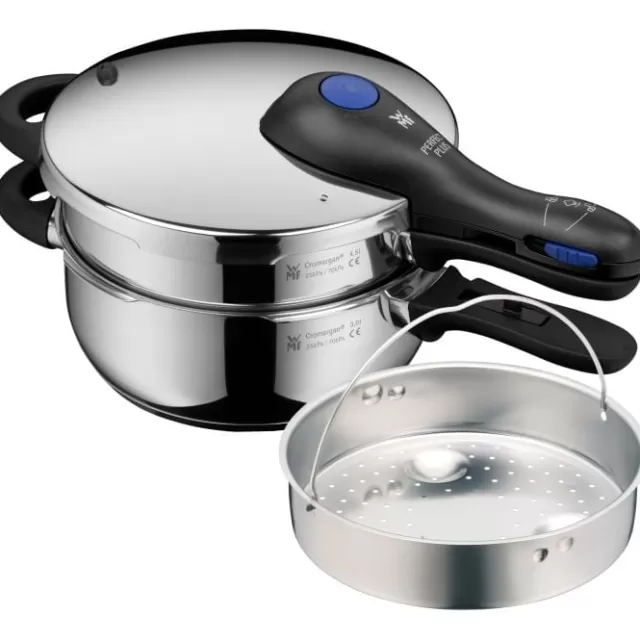 Perfect Plus One Pot Schnellkochtopf-Set mit Dampfgareinsatz, 22 cm, 4,5 und 3,0 Liter, stapelbar | WMF Outlet